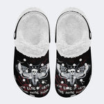 Surreal Death Moth Print - Fur Lined Slippers/Sandals