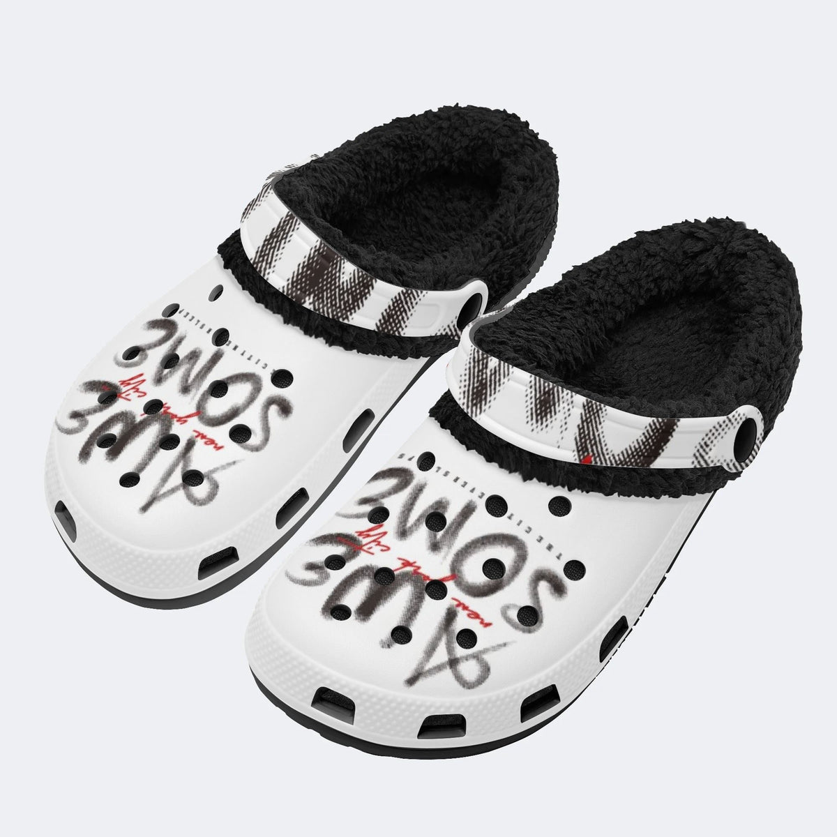 Punk Plaid Graffiti - Fur Lined Slippers/Sandals