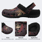 Gothic Gentleman Frog Vintage Rose Bat - Fur Lined Slippers/Sandals
