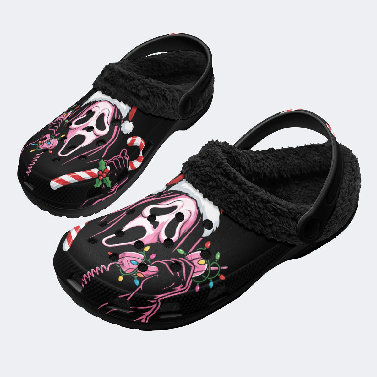 Gothmas Holiday Ghost‑ Fur Lined Slippers/Sandals