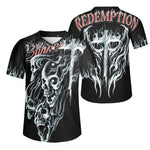 Flame Sinner Skulls - Men's Short Sleeve Baseball Jersey