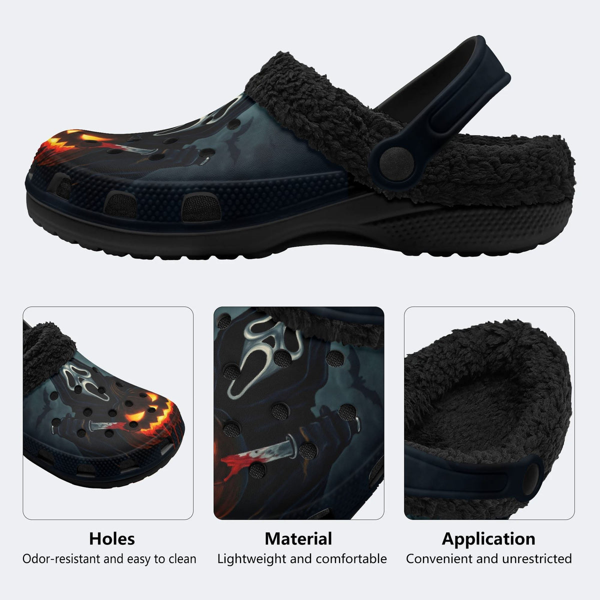 Spooky Ghostface Pumpkin - Fur Lined Slippers/Sandals