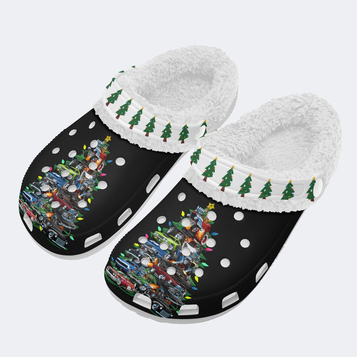 Car Madness Christmas Tree - Fur Lined Slippers