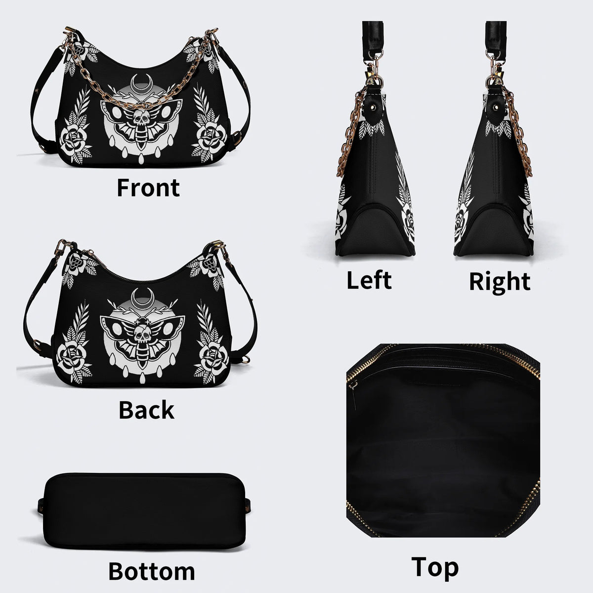 Death Moth Vintage Print - Leather Crossbody Bag