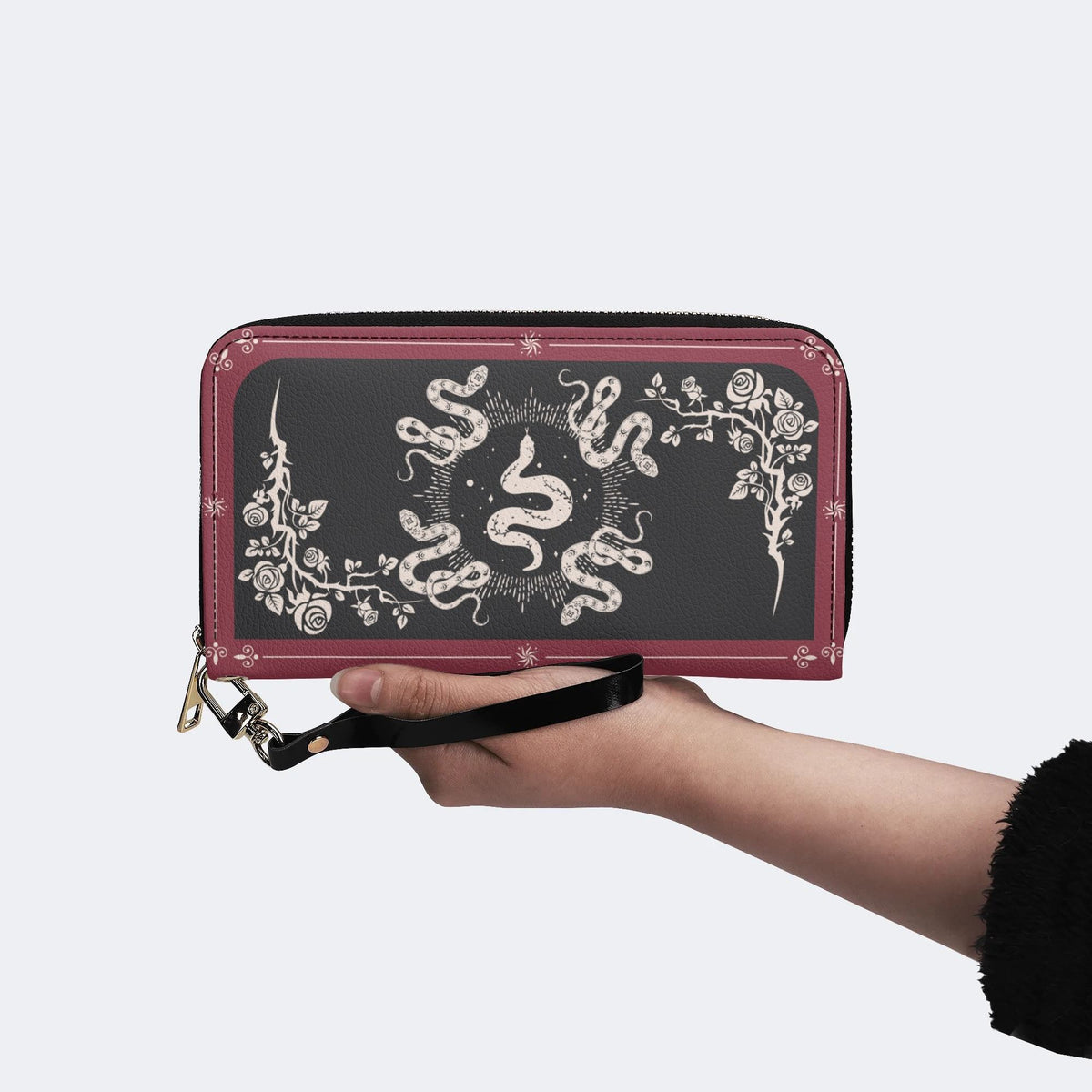 Inscribed Viper Print - Leather Wallet