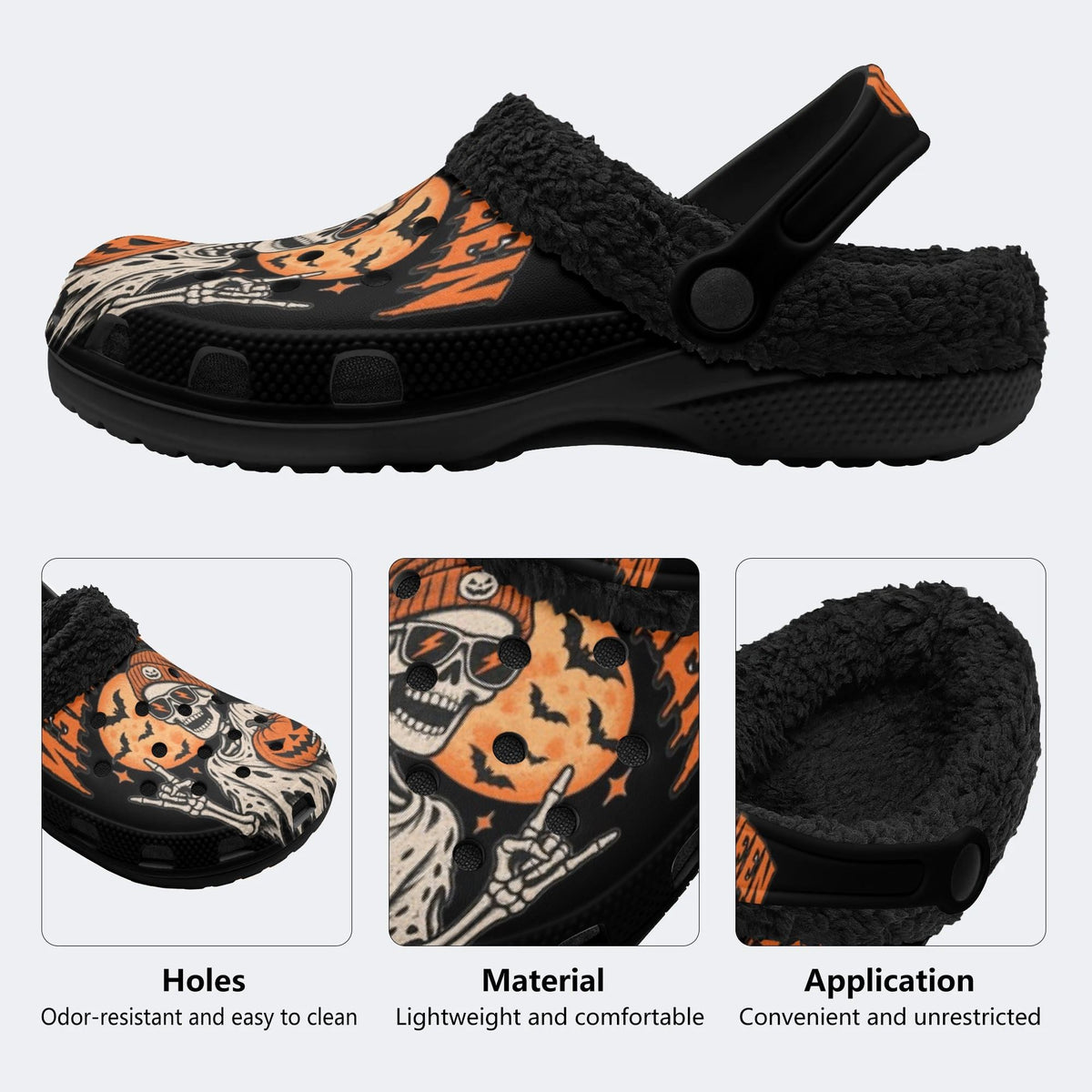 Cool Skull Pumpkin - Fur Lined Slippers/Sandals
