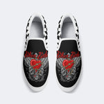 Biker Babe Heart Print - Slip On Shoes