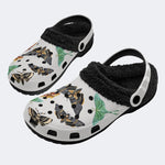 Death Skull Moth Print - Fur Lined Slippers/Sandals