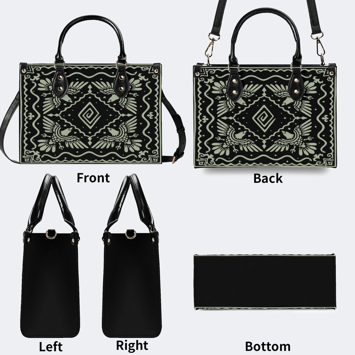 Light Green Eagle Totem - Leather Handbag