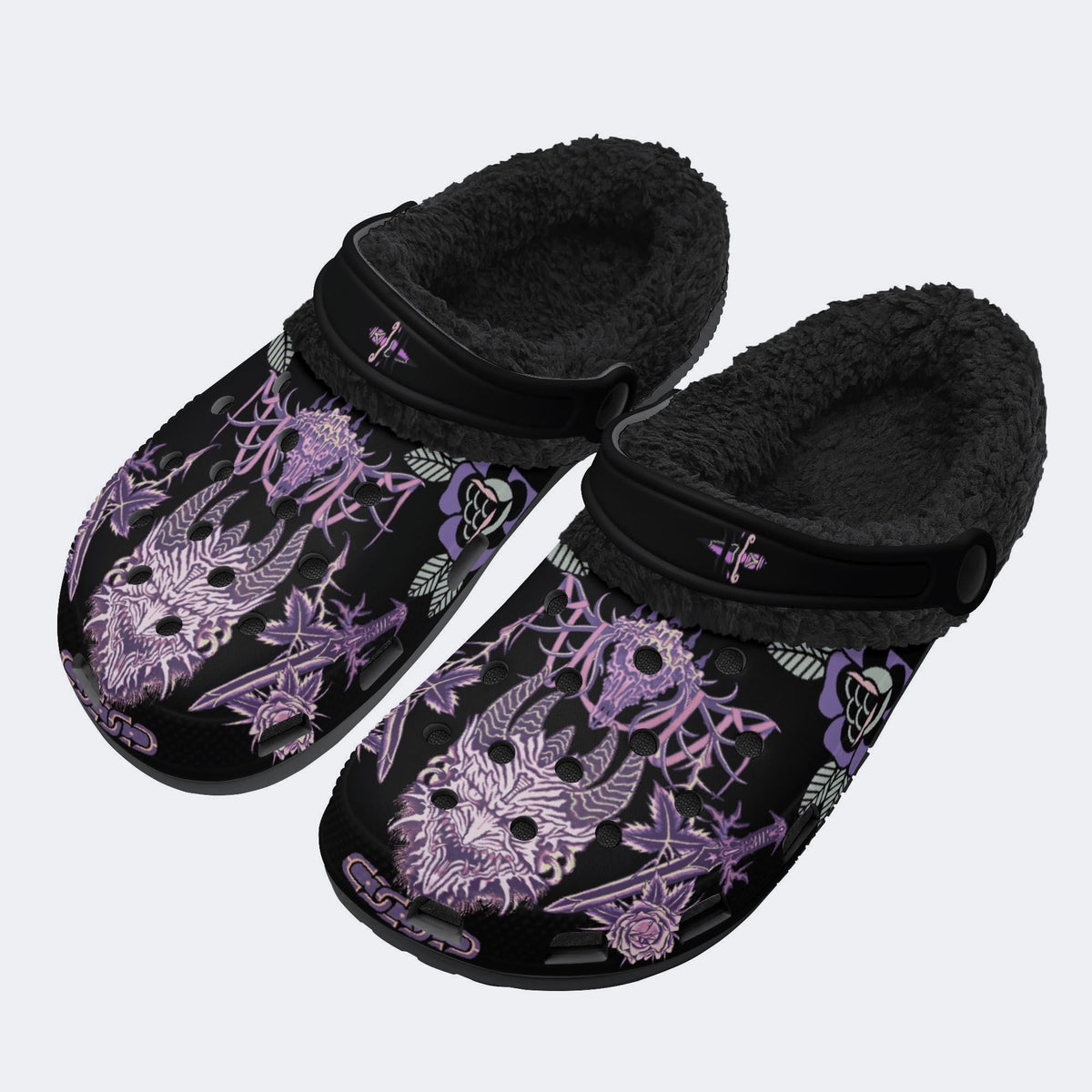 Unisex Devil Art Print - Fur Lined Slippers/Sandals