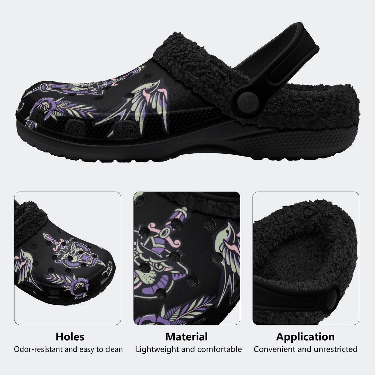 Unisex Panther Art Print - Fur Lined Slippers/Sandals