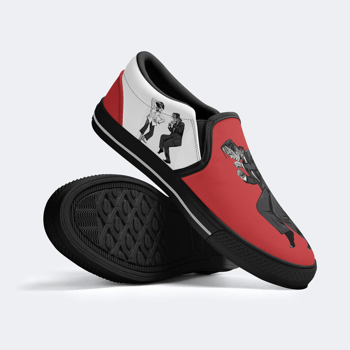 Pulp Frankenstein Halloween Print - Slip On Shoes