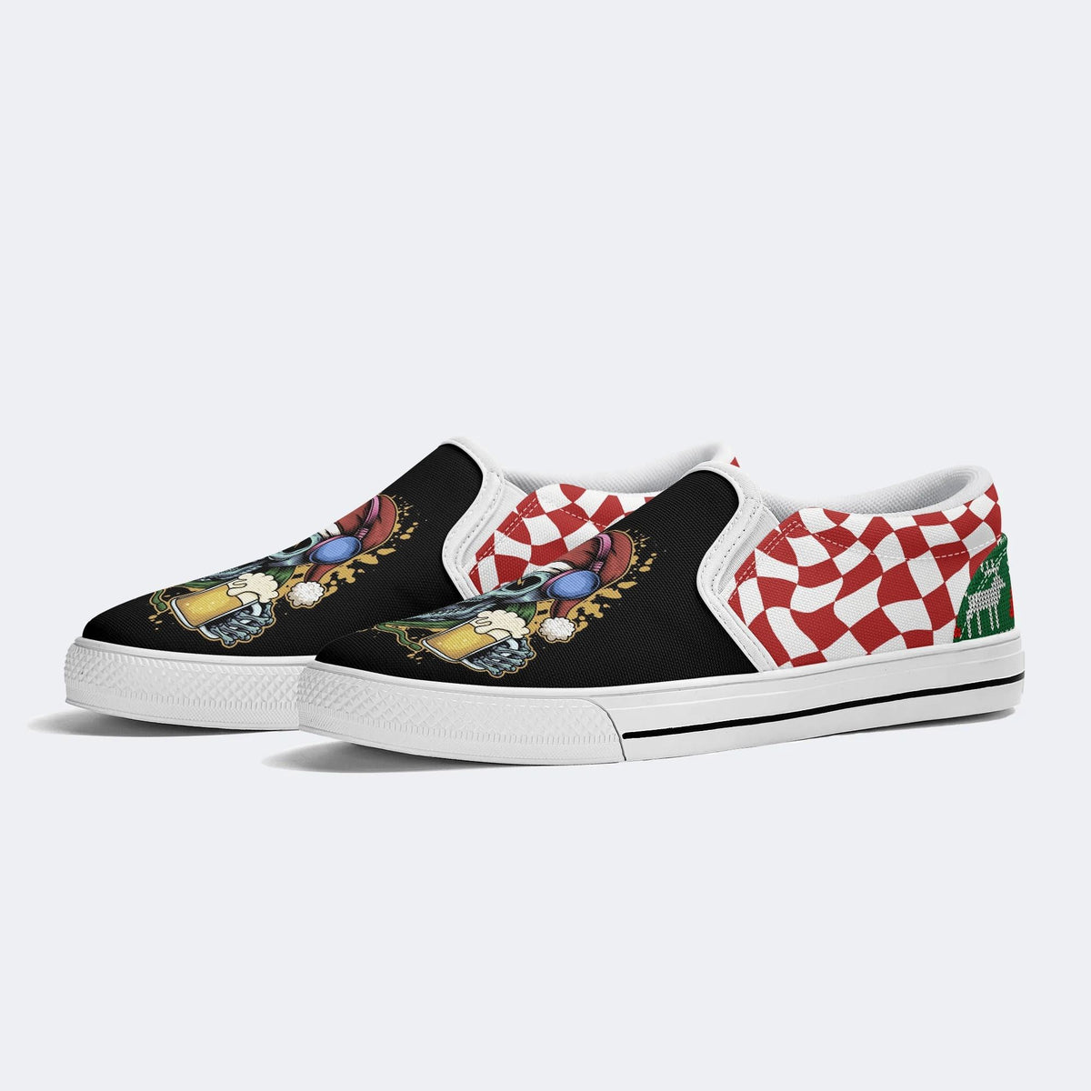 Christmas Skull Art Print - Slip On Shoes