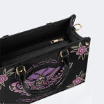 Purple Death Moth Print - Leather Handbag