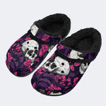 Dark Magenta Skull - Fur Lined Slippers/Sandals