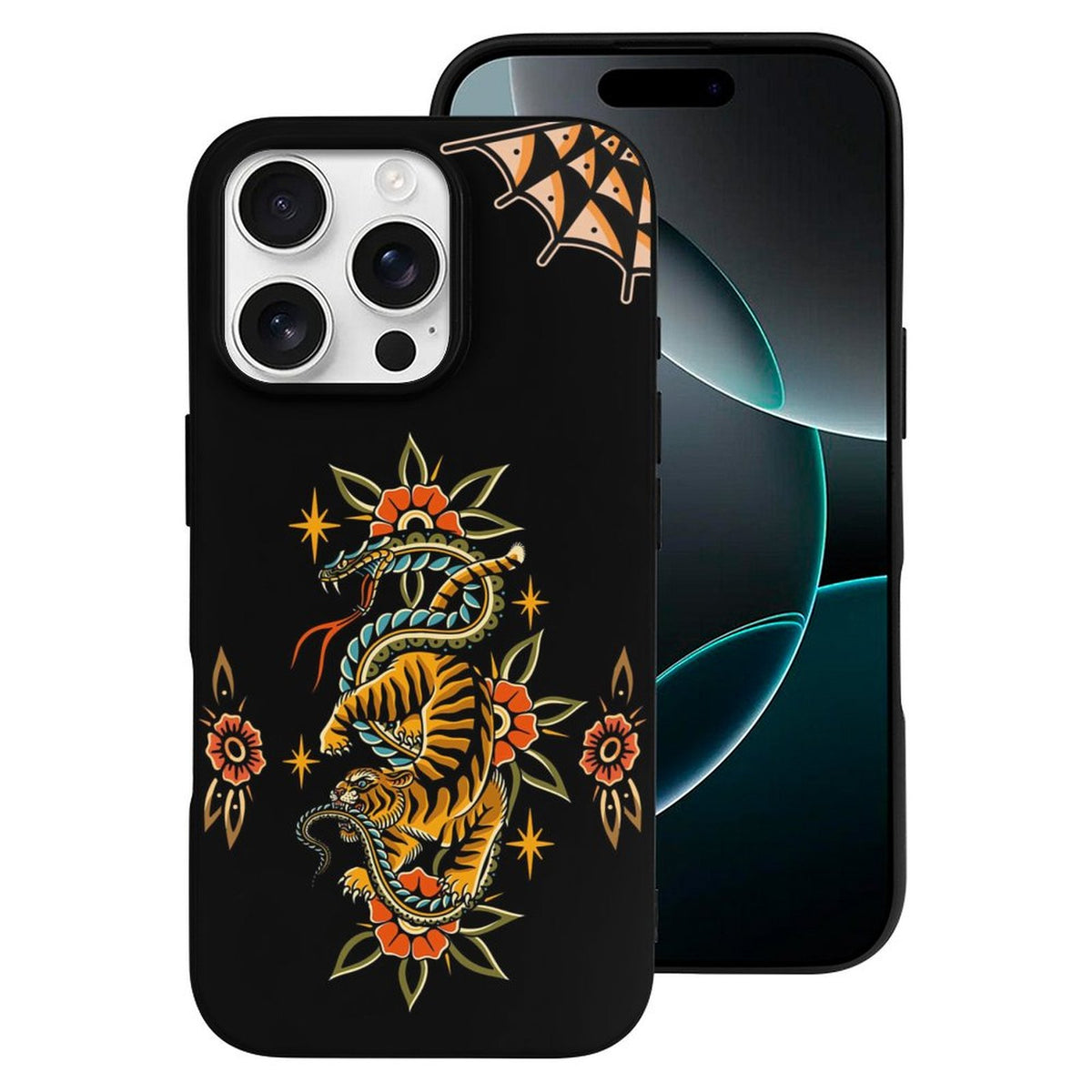 Vintage Snake And Tiger Print - Phone Case