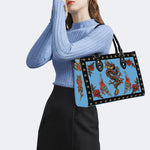 Vintage Torch And Dragon Print - Leather Handbag