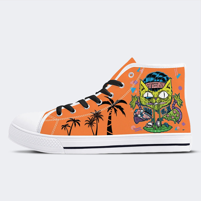 Unisex Skateboarding Katzendruck - High Top Canvas