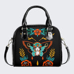 Old School Butterfly Woman Print - Leather Shoulder Handbag