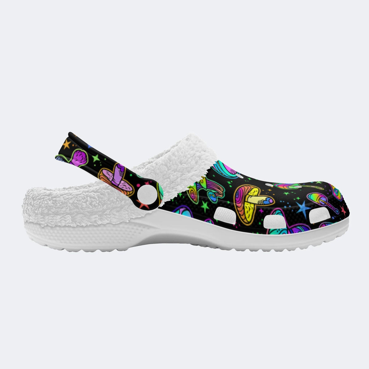 Magic Mushrooms Print- Fur Lined Slippers/Sandals