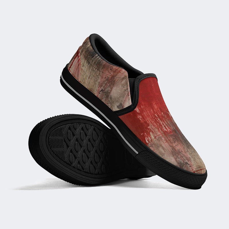 Weird Blood Dark Horror Gothic Halloween Vintage Art Print - Slip On Shoes