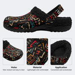Gothic Ethnic Graffiti - Fur Lined Slippers/Sandals