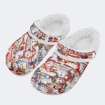 Fun Snowman Print - Fur Lined Slippers/Sandals