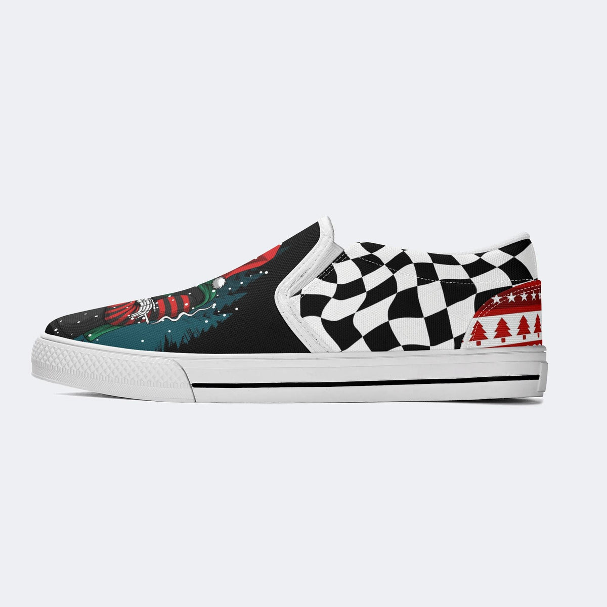 Horror Christmas Skull Print - Slip On Shoes