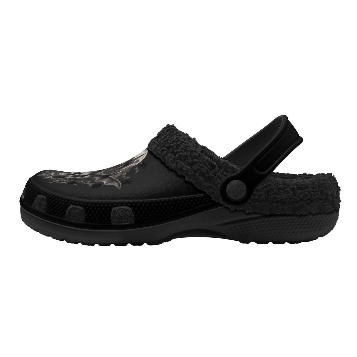 Gothic Dark Art Skull Bat Gothic Castle - Fur Lined Slippers/Sandals