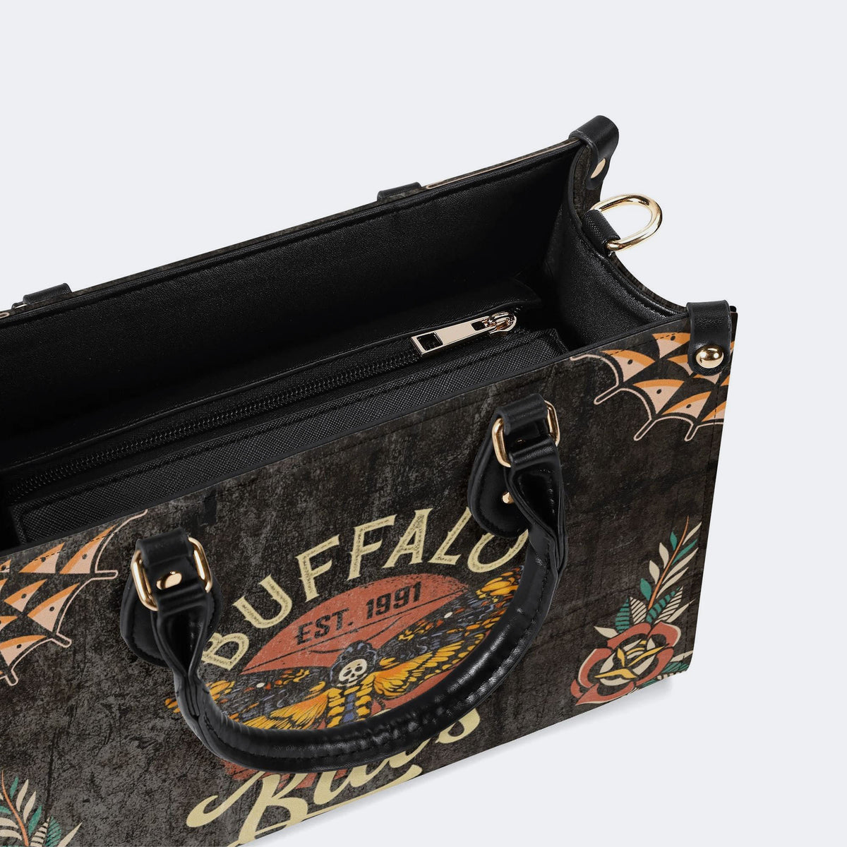 Vintage Death Moth Print - Leather Handbag
