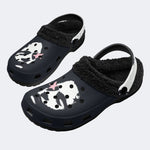 Dark Pink Star Skull - Fur Lined Slippers/Sandals