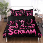 Pink Ghostface Scream Print - Three Piece Bedding Set