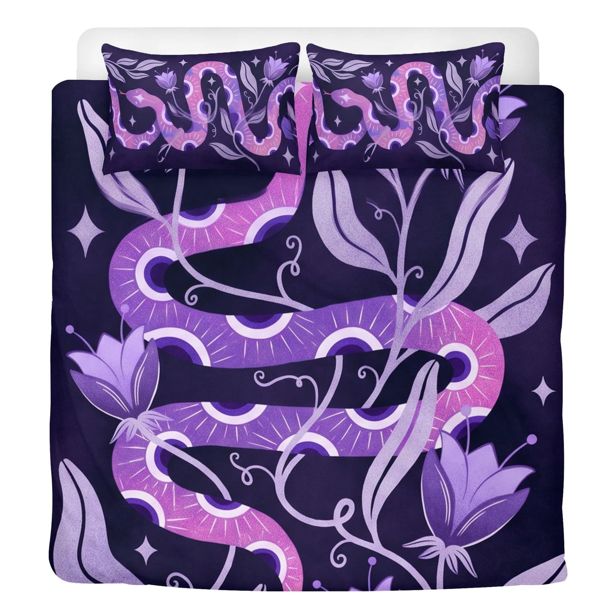 Gothic Floral Serpent Art - Three Piece Bedding Set
