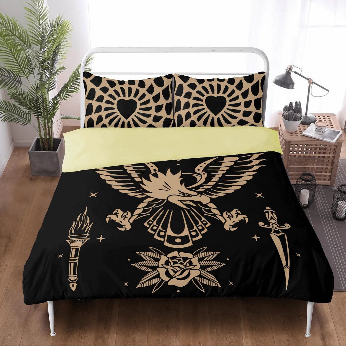 Golden Eagle Print - Three Piece Bedding Set
