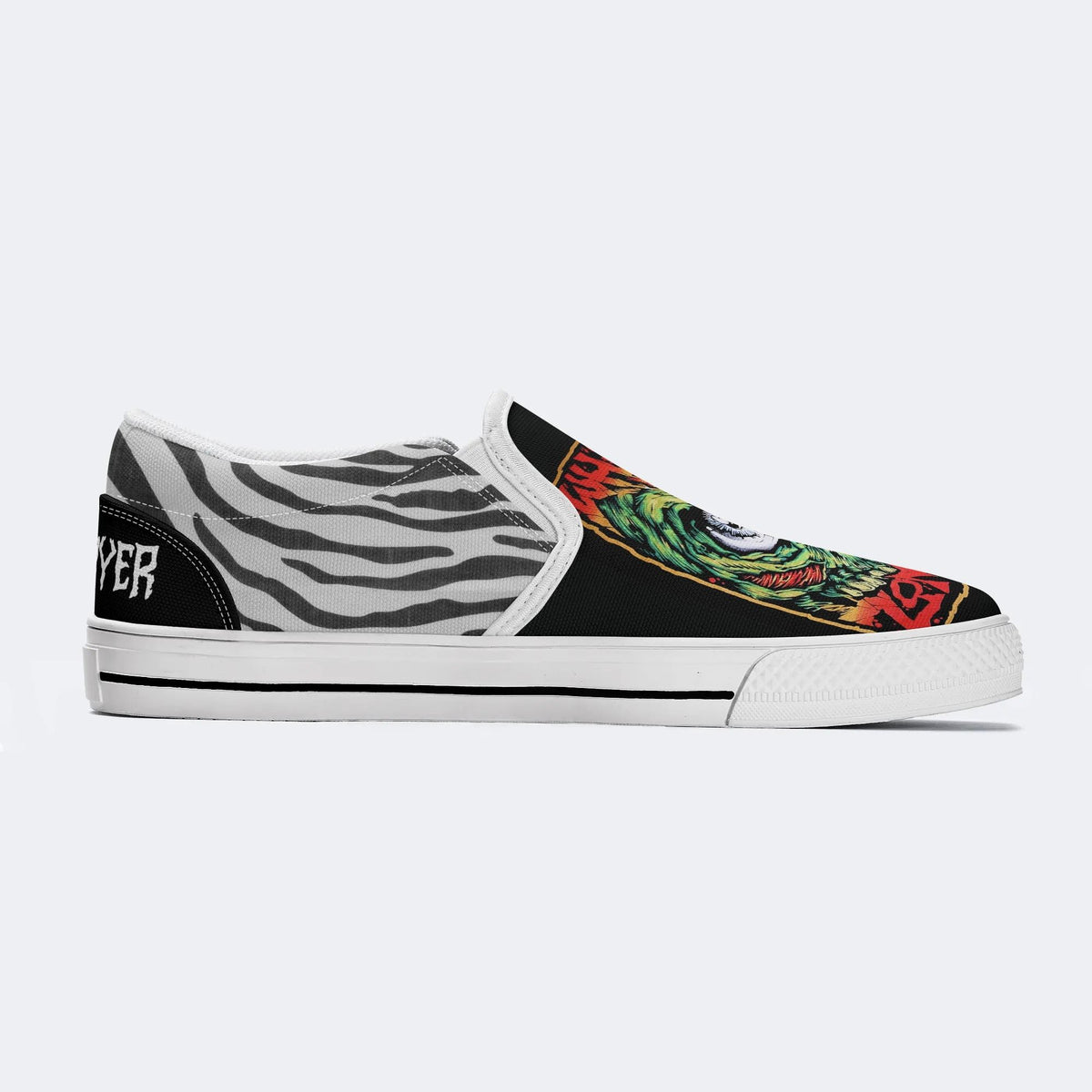 Unisex Retro Rock Print - Slip On Shoes