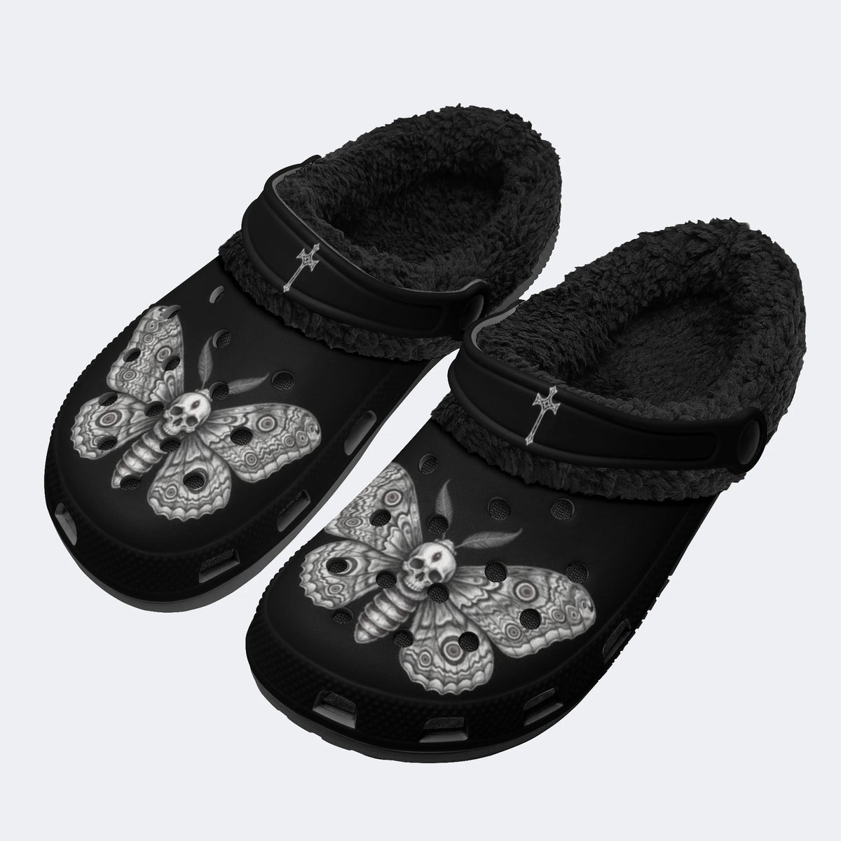 Dark Death Moth - Fur Lined Slippers/Sandals