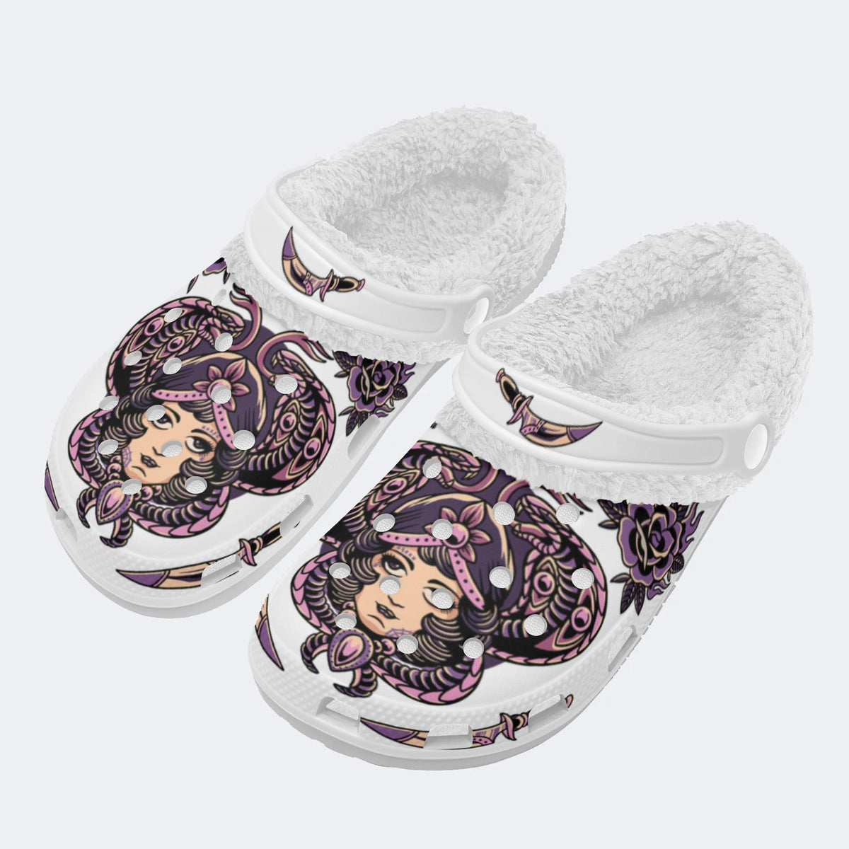 Cobra Girl Print - Removable Fur Lined Slippers/Sandals