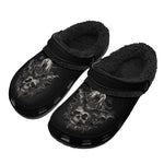 Gothic Dark Art Skull Bat Gothic Castle - Fur Lined Slippers/Sandals