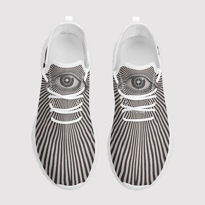 3D Eyes Print Mesh Knit Sneakers