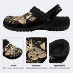 Vintage Eclipse Moth Print - Fur Lined Slippers/Sandals