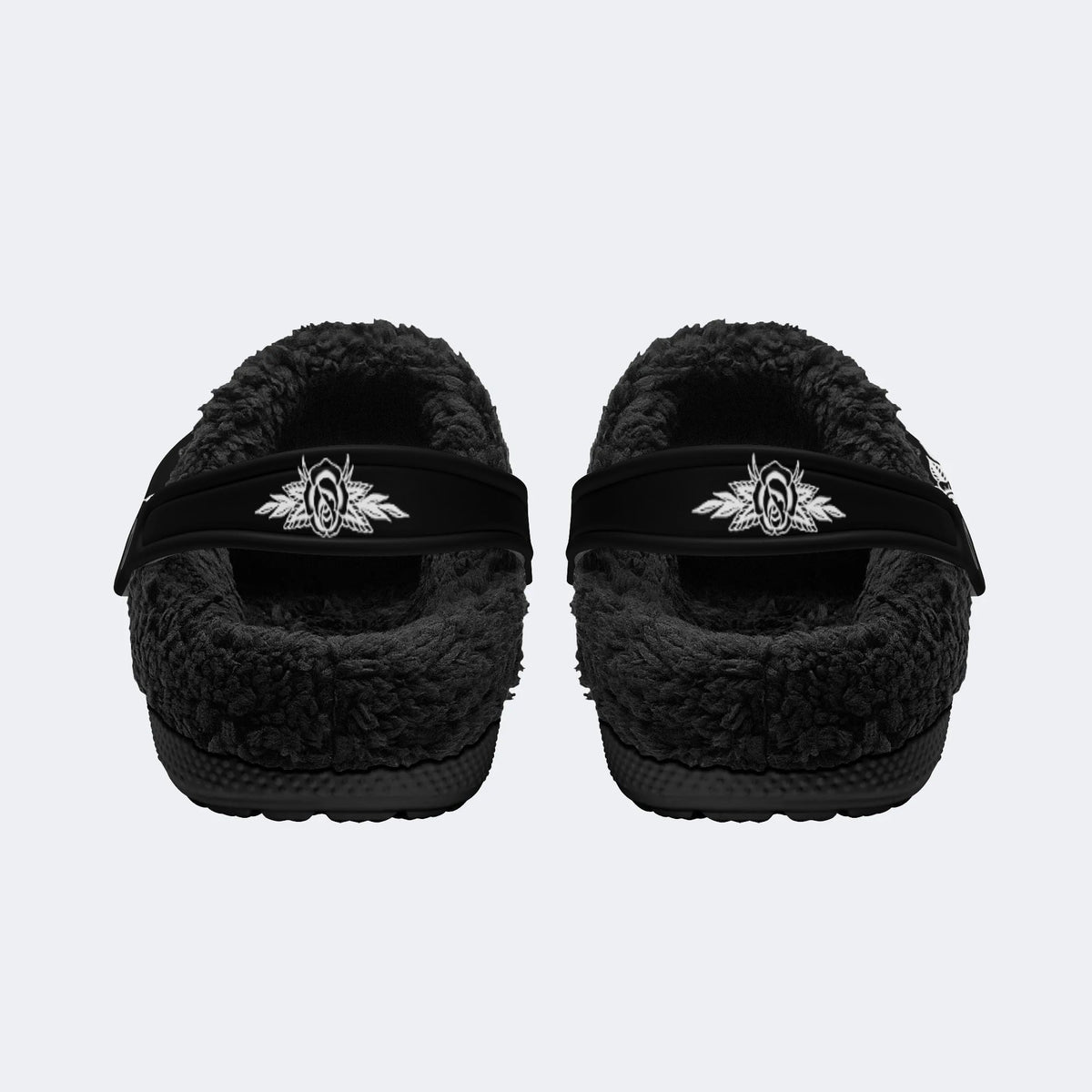 Rose Death Moth Vintage Print- Fur Lined Slippers/Sandals