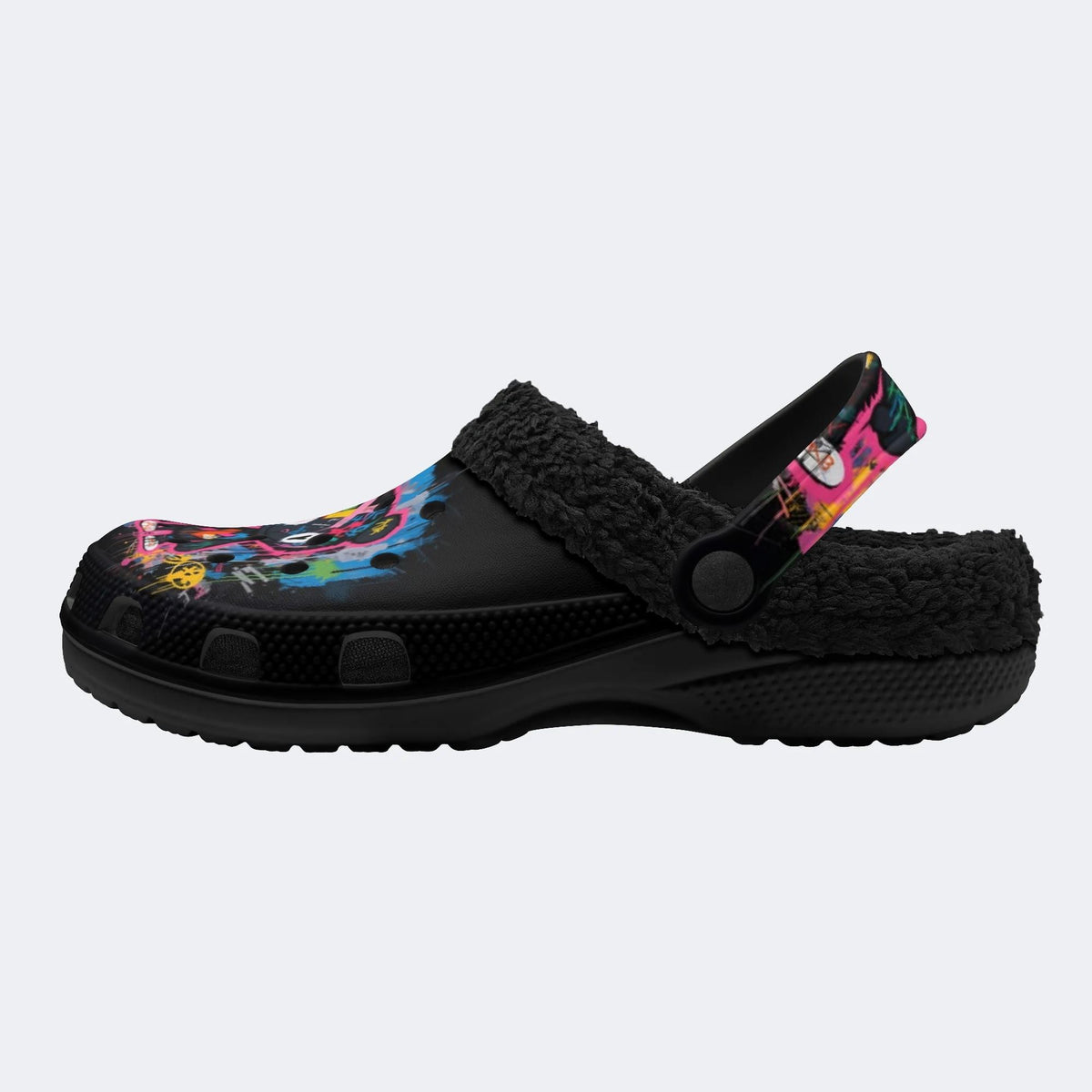 Dark Splatter Bear - Fur Lined Slippers/Sandals