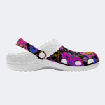 Magical Symbols&Flowers Print- Fur Lined Slippers/Sandals