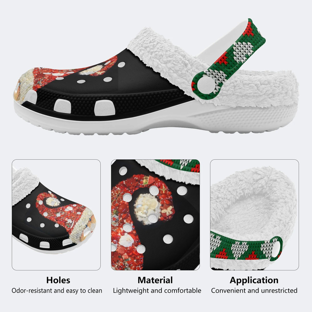 Funny Santa Claus Print - Fur Lined Slippers/Sandals