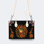 Flame Cowboy Frog Print - Leather Handbag