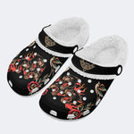 Burning Panthers Print - Fur Lined Slippers/Sandals