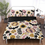Folk Pumpkin Floral Art - Three Piece Bedding Set