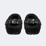 Black Dinosaur Fossil - Fur Lined Slippers/Sandals