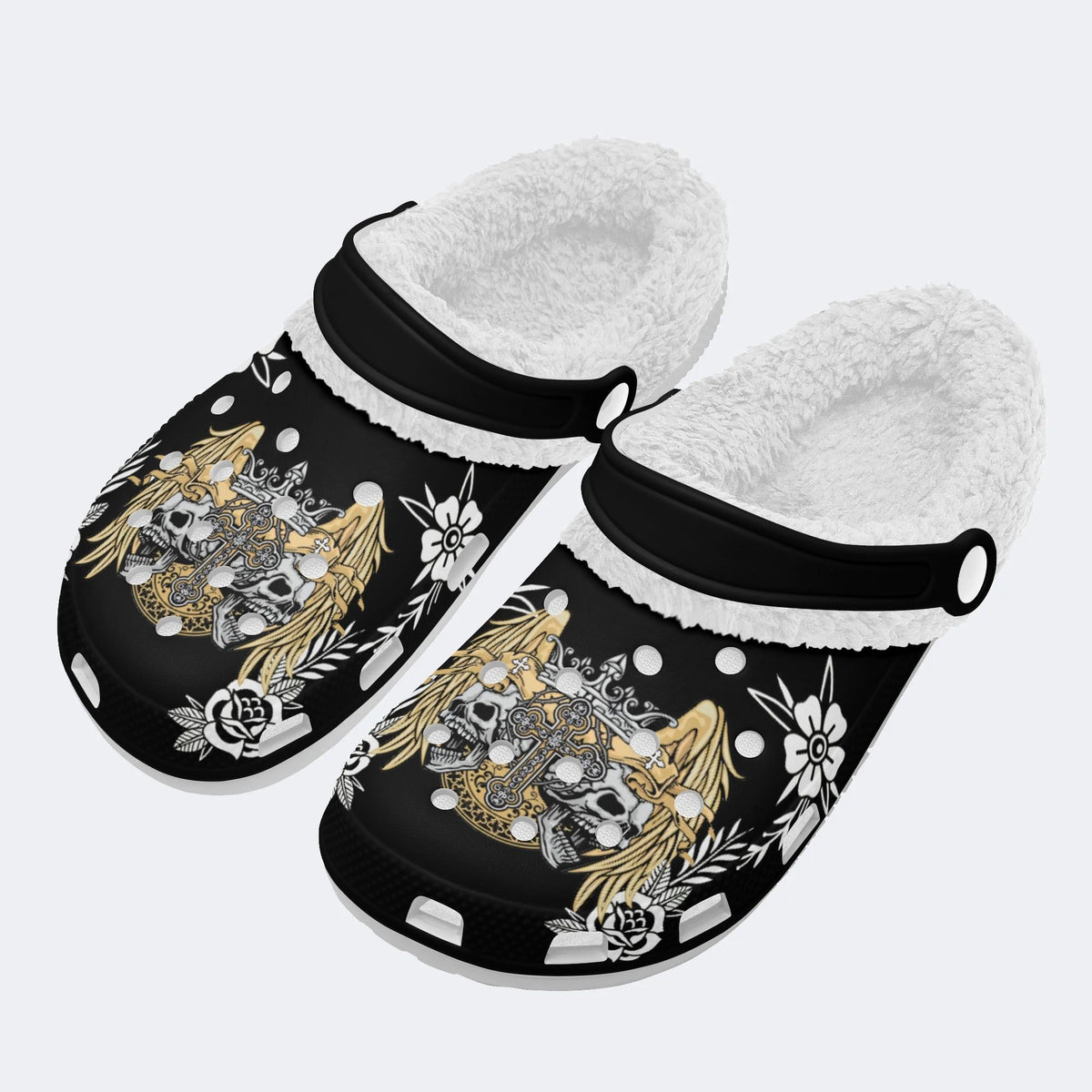 Grunge Skull Skull - Fur Lined Slippers/Sandals