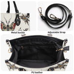 Death Moth And Flowers - Leather Handbag